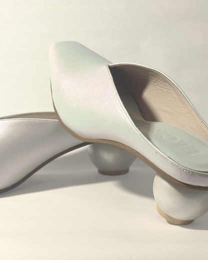 Pearl Mules in Iridescent White